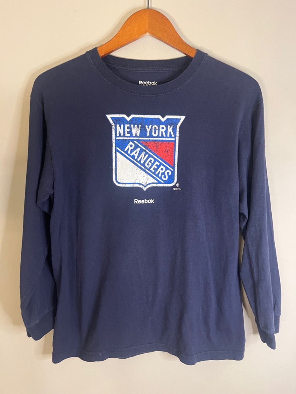 Reebok Navy Crewneck T‑Shirt with White Logo